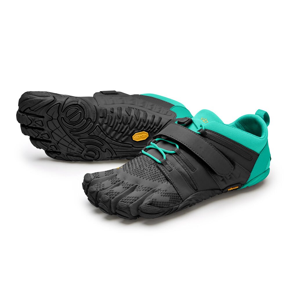 Vibram Five Fingers Womens Hiking Shoes - Black/Green - V-Train 2.0 - 87532-NDCG